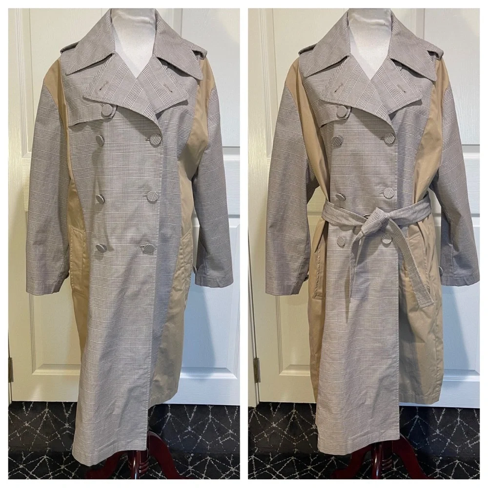 ZARA Contrast Houndstooth Trench Coat